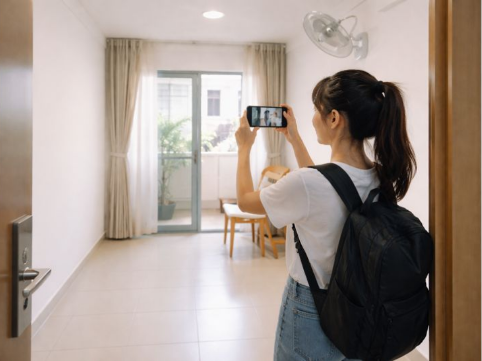 Quay video hiện trạng phòng trọ trước khi dọn vào